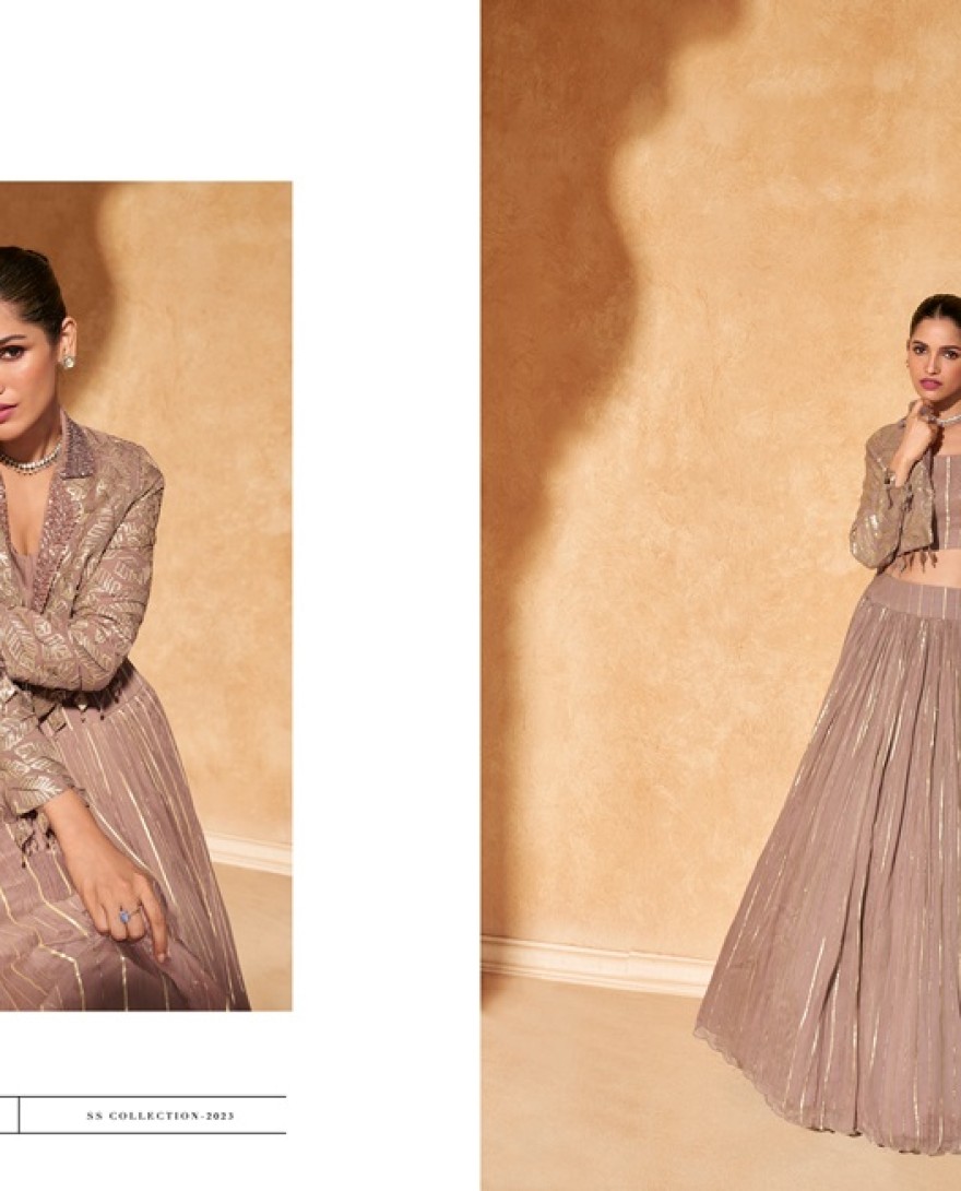 5623 - Chiku Colour Designer Indo Western Crop top Collection